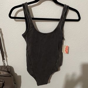 NWT Free People distressed gray bodysuit